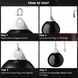 NNECW 45cm 50kg Water Punching Bag with Adjustable Metal Chain-Black