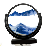 Blue 3D Flowing Sand Painting Glass Ornament 8 × 8.4 Inch Landscape Hourglass