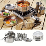 NNETM 8-Piece Stainless Steel Camping Cookware Set