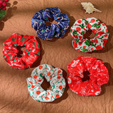 14pcs Christmas Print Satin Scrunchie Set Multicolor