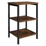 NNETM Retro Wooden 3-Layer Bedside Storage Rack Table