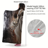 NNETM Horse Pattern Wearable Blanket Flannel Hooded Throw