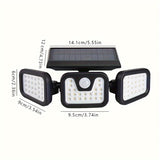 1pc 74-LED Solar Motion Sensor Wall Light 3-Level