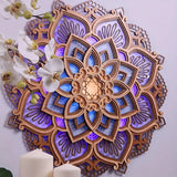 NNETM Lotus Mandala Yoga Room Night Light - LED Multi-Layer Wooden Creative Atmosphere Light