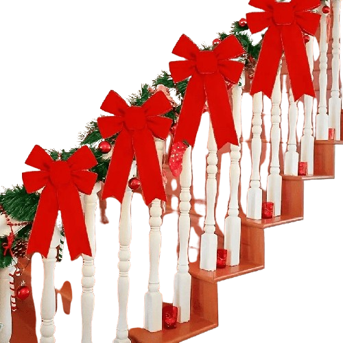 NNETM 5pcs 33.02cm Red Velvet Christmas Wreath Bow