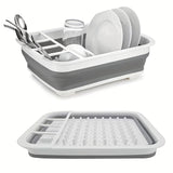 Compact Foldable Dish Drying Rack with Drain Tray