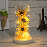 NNETM Radiant Christmas Joy: LED-Lit Artificial Sunflower in Glass Dom