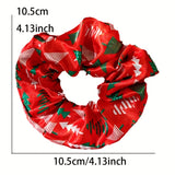 14pcs Christmas Print Satin Scrunchie Set Multicolor