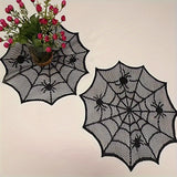 2/4/8pcs, Black Lace Polyester Placemats, Halloween Round Placemats, Table Decoration Napkin Cloths, Western-Style Placemats Placemats, Home Decorations, Gifts