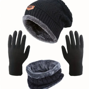 NNETM Winter Outdoor Riding Set: Hat, Gloves, and Scarf - Black