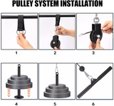 NNETB Home Fitness Pulley System – (Single Pulley with Long Pull Rod & 3-Head Rope)