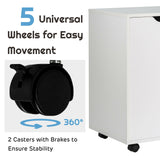 NNECW Mobile Storage Unit with 5 Drawers and Cupboard-White