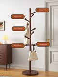 NNETB Solid Walnut Wood Floor Coat Rack - 10 Hooks