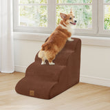 NNECW 4-Tier 51 cm High Foam Dog Ramp with Gentle Slope Surface-Coffee