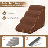 NNECW 4-Tier 51 cm High Foam Dog Ramp with Gentle Slope Surface-Coffee