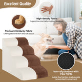 NNECW 4-Tier 51 cm High Foam Dog Ramp with Gentle Slope Surface-Coffee