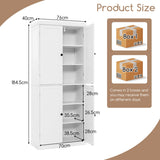 NNECW 4 Door Kitchen Pantry with 6-Tier Shelves for Dining Room-White