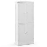 NNECW 4 Door Kitchen Pantry with 6-Tier Shelves for Dining Room-White