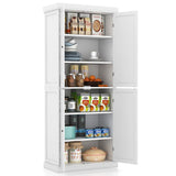 NNECW 4 Door Kitchen Pantry with 6-Tier Shelves for Dining Room-White
