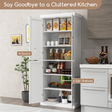 NNECW 4 Door Kitchen Pantry with 6-Tier Shelves for Dining Room-White