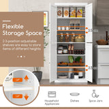 NNECW 4 Door Kitchen Pantry with 6-Tier Shelves for Dining Room-White