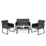 NNECW 4 Pieces Wicker Patio Furniture Set with Quick-Drying Foam