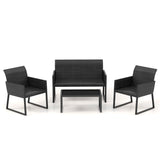 NNECW 4 Pieces Wicker Patio Furniture Set with Quick-Drying Foam