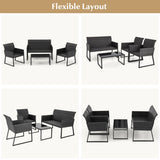 NNECW 4 Pieces Wicker Patio Furniture Set with Quick-Drying Foam