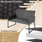 NNECW 4 Pieces Wicker Patio Furniture Set with Quick-Drying Foam