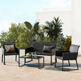 NNECW 4 Pieces Wicker Patio Furniture Set with Quick-Drying Foam