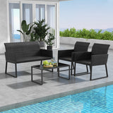 NNECW 4 Pieces Wicker Patio Furniture Set with Quick-Drying Foam