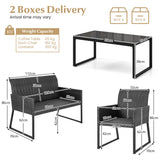 NNECW 4 Pieces Wicker Patio Furniture Set with Quick-Drying Foam