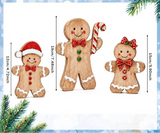 Rustic Christmas Tiered Tray Décor Set of 3 Gingerbread, Santa Hat & Candy Cane