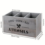 NNETM Wooden Tableware Storage Box with Grids for Kitchen