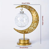NNETM Crescent Moon Star LED Lantern Floral Pattern Battery-Powered