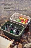 NNETM 1 Set Outdoor Camping Folding Storage Box with Wooden Lid - Coffee Color