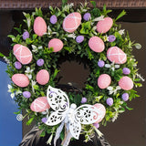 NNETM Pink & Green Garland Easter Wreath Door Decor