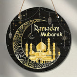 NNETM Ramadan Mubarak Wooden Wreath Sign