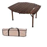 NNETM Portable Beech Wood Folding Table - Walnut Color