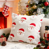 3D Santa Claus Quilted Cushion Cover White Christmas Pillowcase