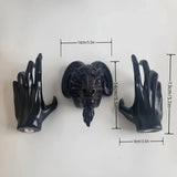 NNETM 3-Piece Sheep Head Wall Decor Set - Black Resin Art Deco