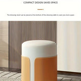 NNETM Solid Wood Frame Microfiber Leather Circular Dressing Stool in Orange Color