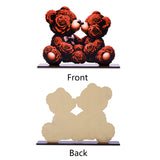 NNETM Romantic Wooden Rose Bear Ornament