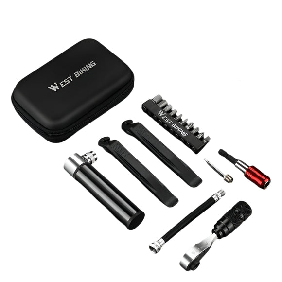NNETM Bike Repair Tool Kit with Pump and Bag