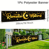 NNETM Black Gold Ramadan Kareem Star Moon Banner