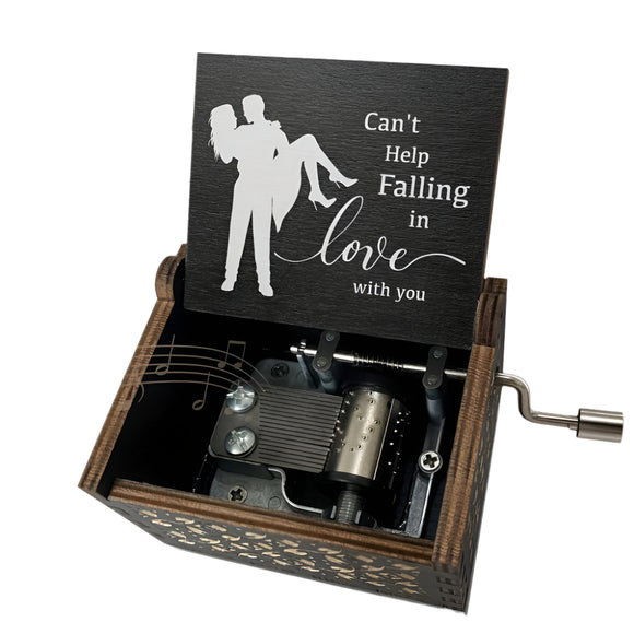 NNETM Wooden Music Box for Lovers Engraved Message