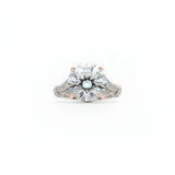 925 Sterling Silver Moissanite Engagement Ring – 4-Prong Vintage Style Wedding Ring