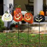 NNETM Spooktacular Glow: Set of 4 Halloween Fluorescent Pumpkin Yard Signs