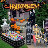 NNETM Tombstone Halloween Decoration with Pirate Skull