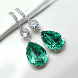 Sterling Silver Blue Topaz Pear-Shaped Earrings – Elegant Women's Gemstone Stud Earrings